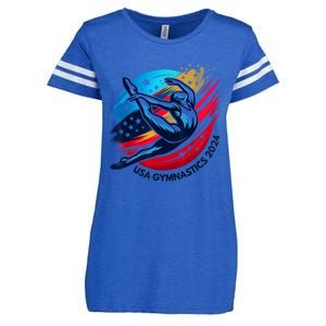 Usa 2024 Summer Gymnastics Gymnast 4th Of July Enza Ladies Jersey Football T-Shirt