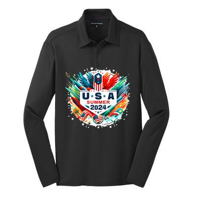 Usa 2024 Summer Games United States 2024 Usa Silk Touch Performance Long Sleeve Polo