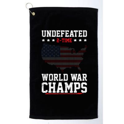 Undefeated 2 Time World War Champs Patriotic 4th Of July Platinum Collection Golf Towel