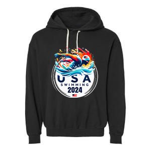 Usa 2024 United States American Sport 2024 Swimming Garment-Dyed Fleece Hoodie