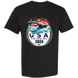 Usa 2024 United States American Sport 2024 Swimming Garment-Dyed Heavyweight T-Shirt