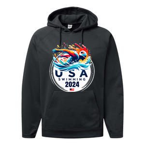 Usa 2024 United States American Sport 2024 Swimming Performance Fleece Hoodie