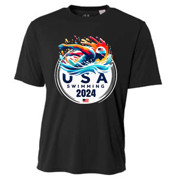 Usa 2024 United States American Sport 2024 Swimming Cooling Performance Crew T-Shirt