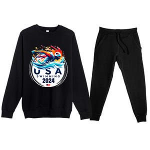 Usa 2024 United States American Sport 2024 Swimming Premium Crewneck Sweatsuit Set