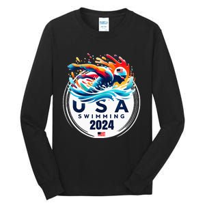 Usa 2024 United States American Sport 2024 Swimming Tall Long Sleeve T-Shirt