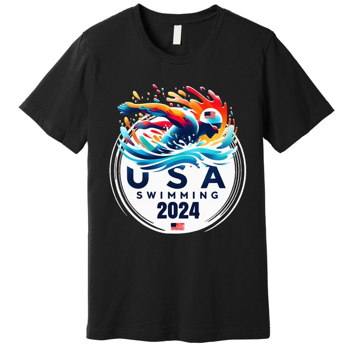 Usa 2024 United States American Sport 2024 Swimming Premium T-Shirt