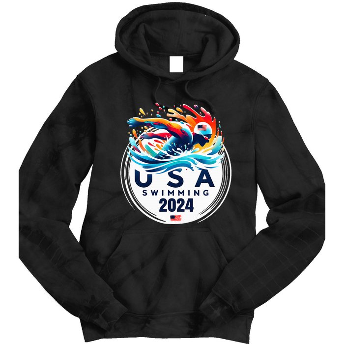 Usa 2024 United States American Sport 2024 Swimming Tie Dye Hoodie