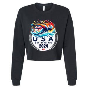 Usa 2024 United States American Sport 2024 Swimming Cropped Pullover Crew