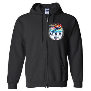 Usa 2024 United States American Sport 2024 Swimming Full Zip Hoodie