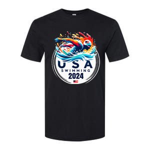 Usa 2024 United States American Sport 2024 Swimming Softstyle CVC T-Shirt