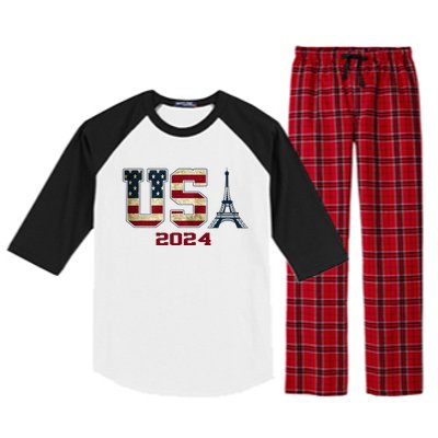 Usa 2024 United States Sport Us American Flag Team 2024 Raglan Sleeve Pajama Set