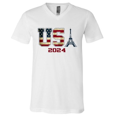 Usa 2024 United States Sport Us American Flag Team 2024 V-Neck T-Shirt