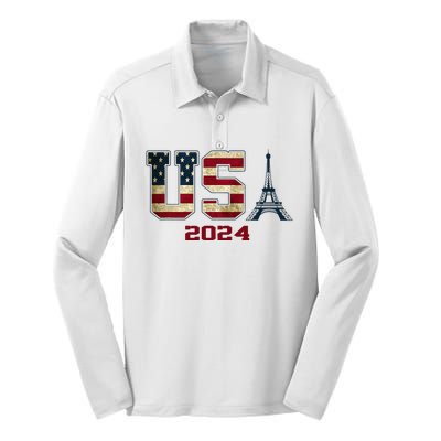 Usa 2024 United States Sport Us American Flag Team 2024 Silk Touch Performance Long Sleeve Polo