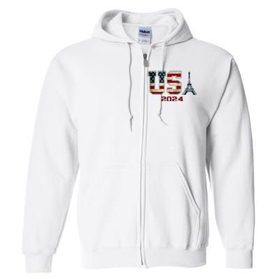 Usa 2024 United States Sport Us American Flag Team 2024 Full Zip Hoodie