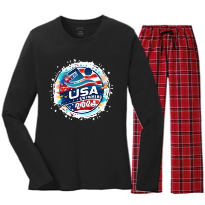 Usa 2024 United States American Sport 2024 Women's Long Sleeve Flannel Pajama Set 