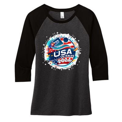 Usa 2024 United States American Sport 2024 Women's Tri-Blend 3/4-Sleeve Raglan Shirt