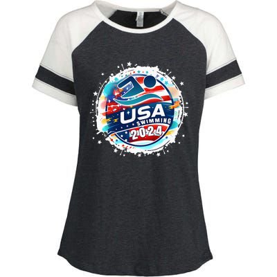 Usa 2024 United States American Sport 2024 Enza Ladies Jersey Colorblock Tee