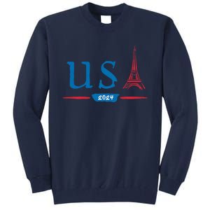 Usa 2024 United States Usa Paris Souvenir Holiday 2024 Eiffel Tower Paris Usa Tall Sweatshirt