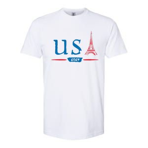 Usa 2024 United States Usa Paris Souvenir Holiday 2024 Eiffel Tower Paris Usa Softstyle CVC T-Shirt