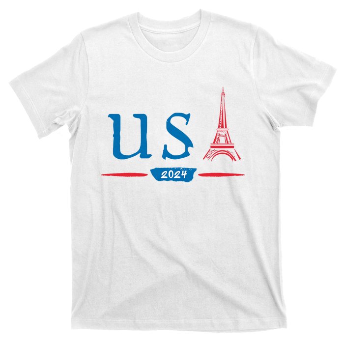 Usa 2024 United States Usa Paris Souvenir Holiday 2024 Eiffel Tower Paris Usa T-Shirt