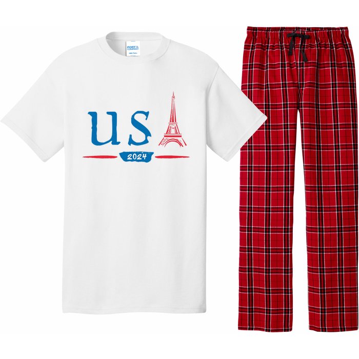 Usa 2024 United States Usa Paris Souvenir Holiday 2024 Eiffel Tower Paris Usa Pajama Set