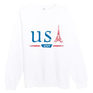 Usa 2024 United States Usa Paris Souvenir Holiday 2024 Eiffel Tower Paris Usa Premium Crewneck Sweatshirt