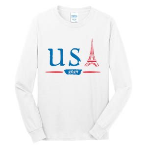 Usa 2024 United States Usa Paris Souvenir Holiday 2024 Eiffel Tower Paris Usa Tall Long Sleeve T-Shirt