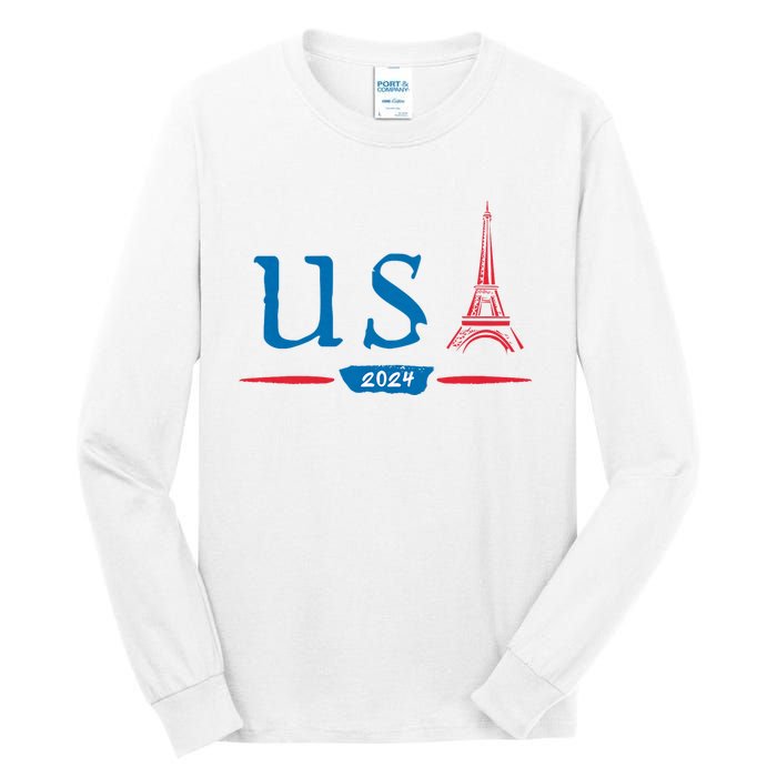 Usa 2024 United States Usa Paris Souvenir Holiday 2024 Eiffel Tower Paris Usa Tall Long Sleeve T-Shirt