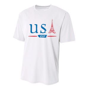 Usa 2024 United States Usa Paris Souvenir Holiday 2024 Eiffel Tower Paris Usa Performance Sprint T-Shirt