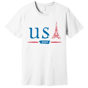 Usa 2024 United States Usa Paris Souvenir Holiday 2024 Eiffel Tower Paris Usa Premium T-Shirt