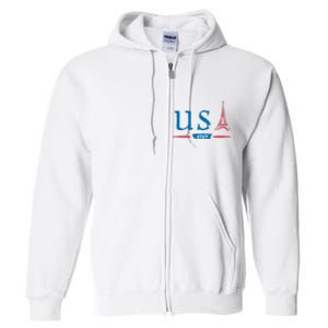 Usa 2024 United States Usa Paris Souvenir Holiday 2024 Eiffel Tower Paris Usa Full Zip Hoodie