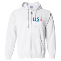 Usa 2024 United States Usa Paris Souvenir Holiday 2024 Eiffel Tower Paris Usa Full Zip Hoodie