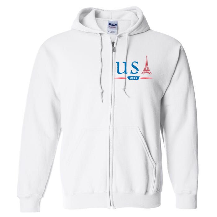 Usa 2024 United States Usa Paris Souvenir Holiday 2024 Eiffel Tower Paris Usa Full Zip Hoodie