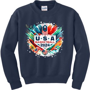 Usa 2024 United States Basketball American Sport 2024 Usa Kids Sweatshirt