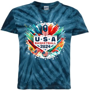 Usa 2024 United States Basketball American Sport 2024 Usa Kids Tie-Dye T-Shirt