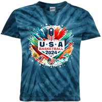 Usa 2024 United States Basketball American Sport 2024 Usa Kids Tie-Dye T-Shirt