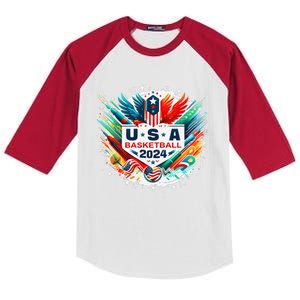 Usa 2024 United States Basketball American Sport 2024 Usa Kids Colorblock Raglan Jersey