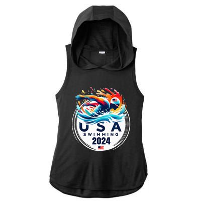 Usa 2024 United States American Sport 2024 Swimming Ladies PosiCharge Tri-Blend Wicking Draft Hoodie Tank