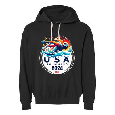 Usa 2024 United States American Sport 2024 Swimming Garment-Dyed Fleece Hoodie