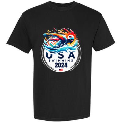 Usa 2024 United States American Sport 2024 Swimming Garment-Dyed Heavyweight T-Shirt