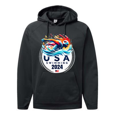 Usa 2024 United States American Sport 2024 Swimming Performance Fleece Hoodie