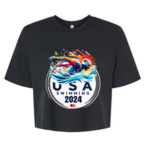 Usa 2024 United States American Sport 2024 Swimming Bella+Canvas Jersey Crop Tee