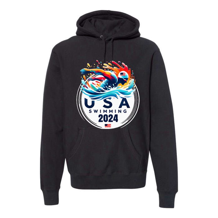 Usa 2024 United States American Sport 2024 Swimming Premium Hoodie