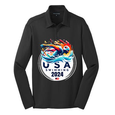 Usa 2024 United States American Sport 2024 Swimming Silk Touch Performance Long Sleeve Polo