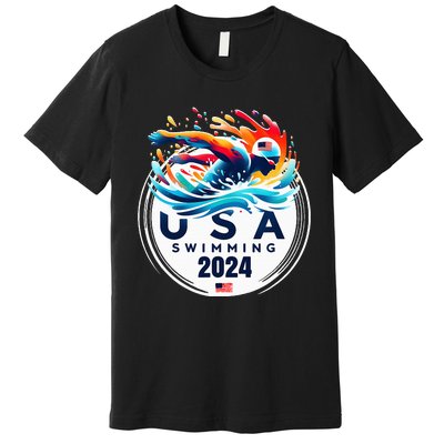 Usa 2024 United States American Sport 2024 Swimming Premium T-Shirt