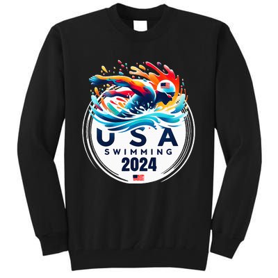 Usa 2024 United States American Sport 2024 Swimming Tall Sweatshirt