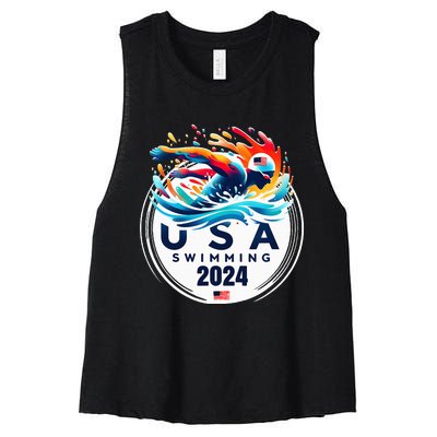 Usa 2024 United States American Sport 2024 Swimming Women's Racerback Cropped Tank