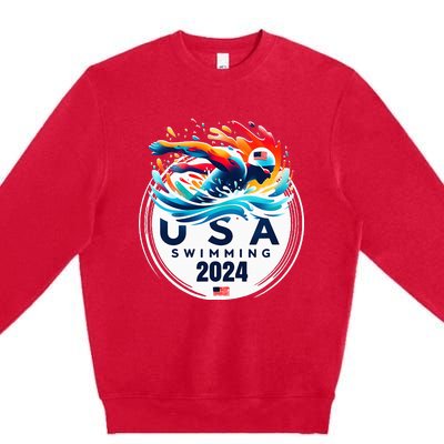 Usa 2024 United States American Sport 2024 Swimming Premium Crewneck Sweatshirt