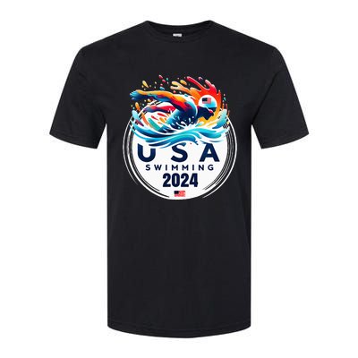 Usa 2024 United States American Sport 2024 Swimming Softstyle CVC T-Shirt