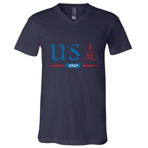 Usa 2024 United States Usa Paris Souvenir Holiday 2024 V-Neck T-Shirt